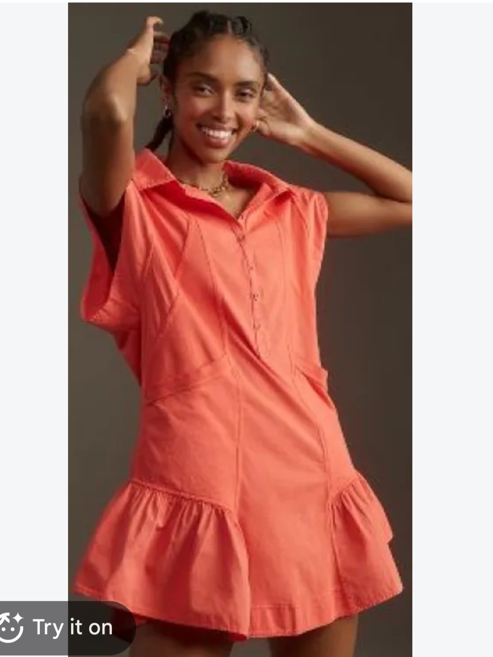 Anthropologie Daily Practice Tango Ruffle Mini Dress Coral Orange Size L